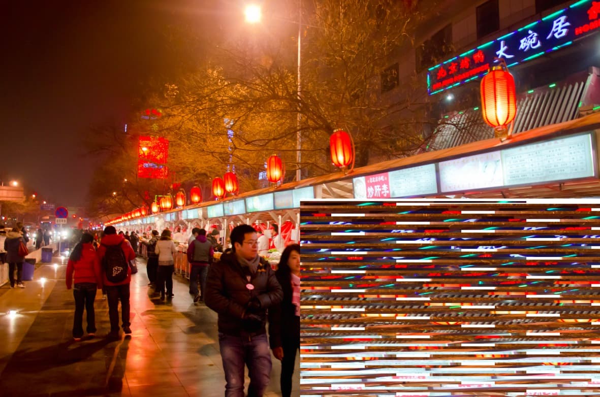 Rue Wangfujing et Marché de nuit de Donghuamen